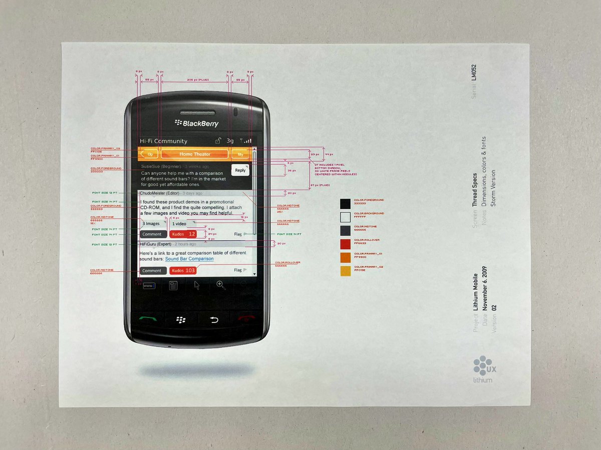 looscannon's tweet image. Going thru old files and ran across this spec sheet for our brand-able community product at Lithium (now @Khoros) from 2009. Pre-design tokens and pre-LESS/Sass, we called them theme variables and built our own CSS pre-processor w/ Freemarker. Not as 🌶 as things are today.