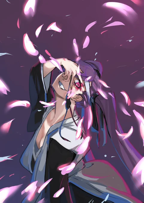 齋藤不老不死ちゃん#ブリーチ #BLEACH (設定妄想)朽木家の昔の当主が流魂街の娘に手を出してできた跳ねっ返り。斬魄刀は桜吹雪(ほぼ千本桜)。卍解すると眼帯が取れる。普段眼帯をしているのは、かっこいいから。護廷初代中二病。第三の魔眼開眼を夢見る乙女。あと、何がとは言わんが隙きが多い 