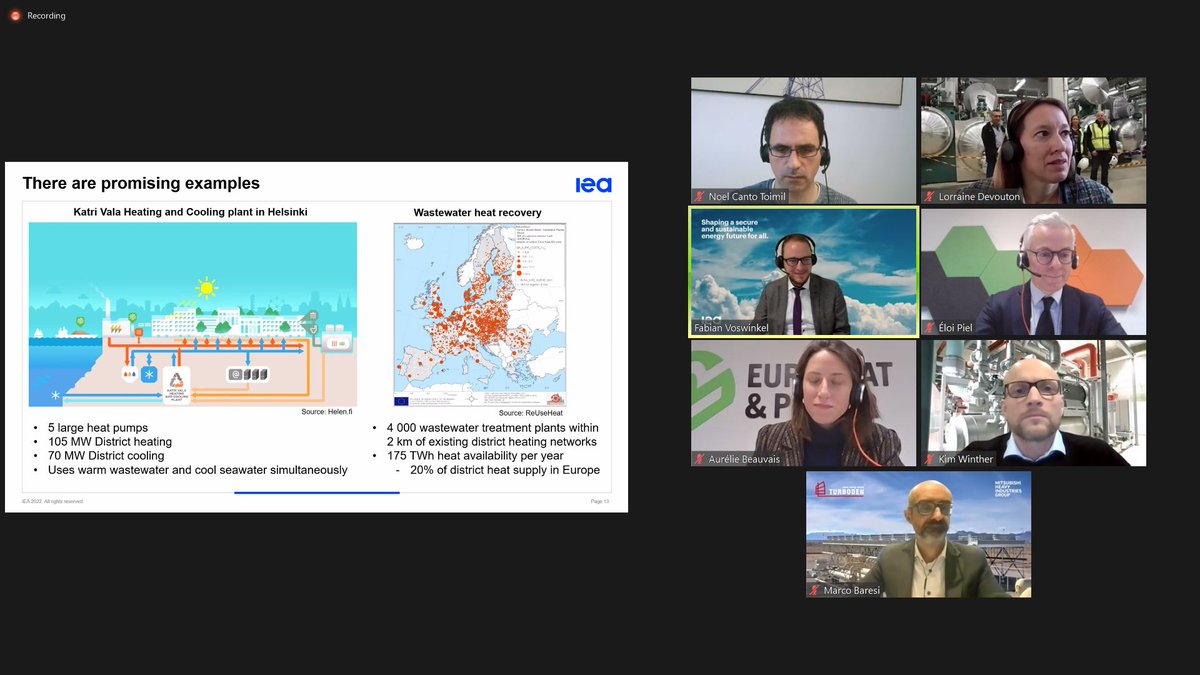 ReUseHeat's tweet photo. #ReUseHeat project is referenced by @IEA during the @EuroheatPower webinar on #Large Heat Pumps. The assessment of #wasteheat sources available in cities provides a gold mine of information for further expansion of #districtheating and #heatpumps! https://t.co/ggZMYaBLBx