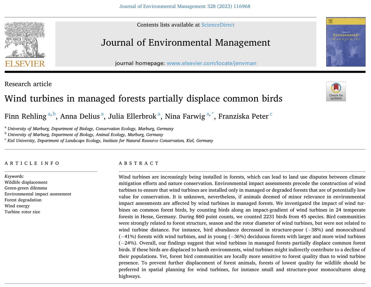 ConsEcol (@consecol) on Twitter photo Great collaboration and output with and by #AnimalEcology <a href="/Bio_UMR/">Biology Uni Marburg</a> <a href="/Uni_MR/">Philipps-Universität</a> and <a href="/kieluni/">Universität Kiel CAU 🎓</a> <a href="/EllerbrokJulia/">Julia S. Ellerbrok</a> <a href="/NinaFarwig/">Nina Farwig</a> : #windenergy #biodiversity #forest #birds #ornithology Rehling et al. 2022 Great collaboration and output with and by #AnimalEcology <a href="/Bio_UMR/">Biology Uni Marburg</a> <a href="/Uni_MR/">Philipps-Universität</a> and <a href="/kieluni/">Universität Kiel CAU 🎓</a> <a href="/EllerbrokJulia/">Julia S. Ellerbrok</a> <a href="/NinaFarwig/">Nina Farwig</a> : #windenergy #biodiversity #forest #birds #ornithology Rehling et al. 2022