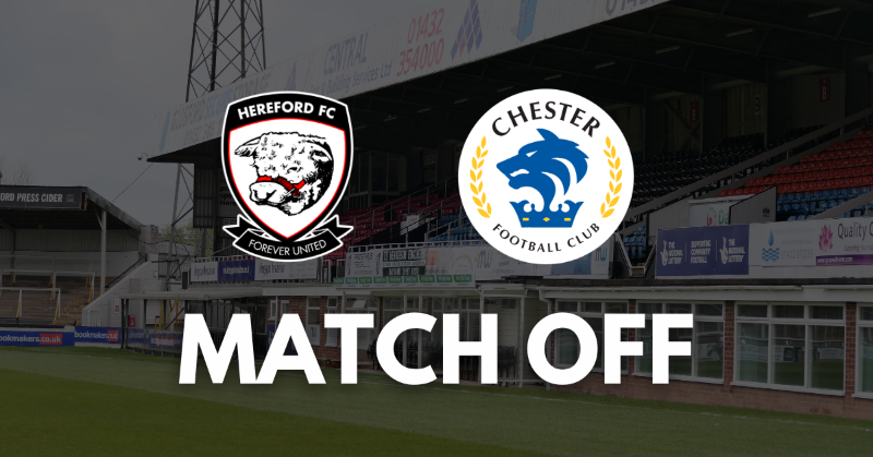 HerefordFC's tweet photo. 🚫 MATCH OFF 🚫

Tonight's match at Edgar Street has been cancelled due to a frozen pitch. Tickets already purchased will be valid for the re-arranged fixture. ❄️
#COYW | #StrengthInNumbers
