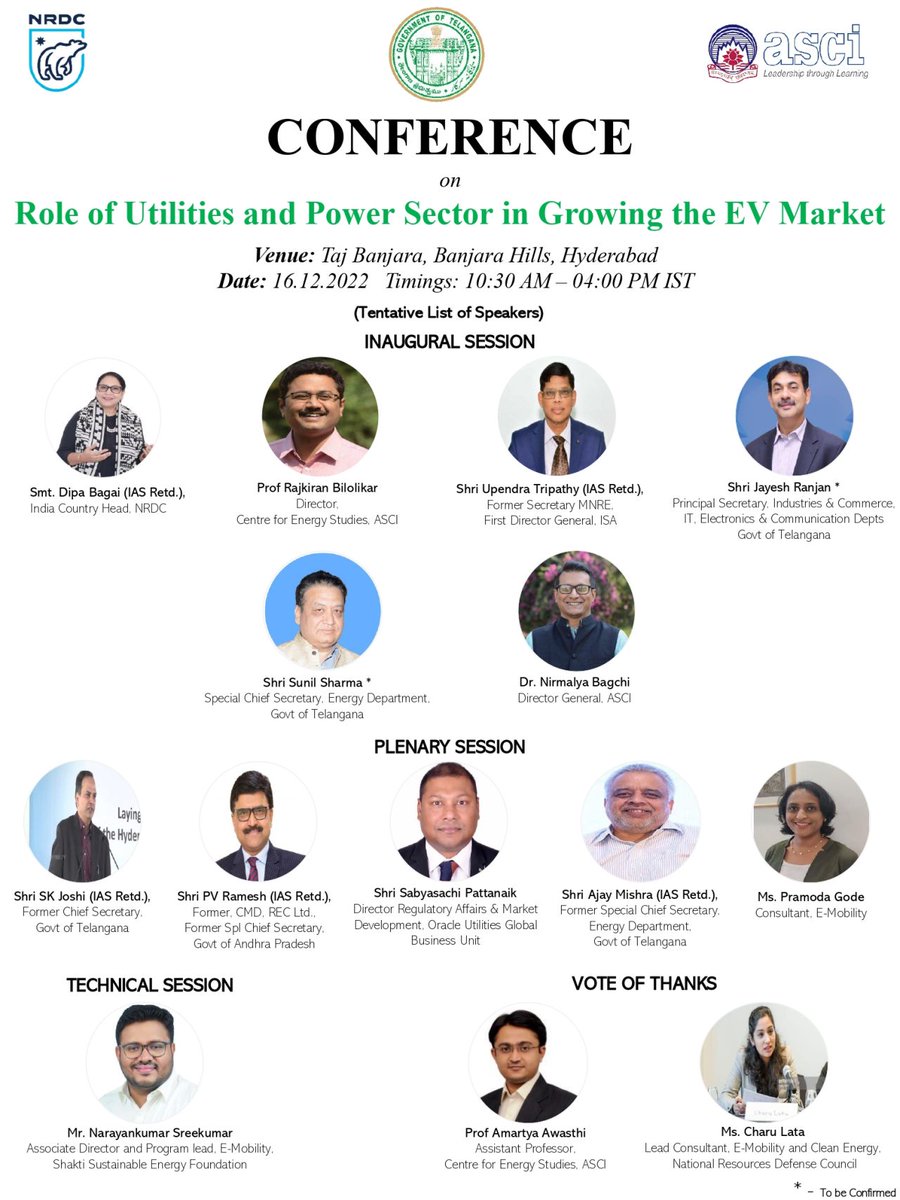 ASCIMEDIA's tweet photo. Join us for the conference on “Role of Utilities and Power Sector in Growing the EV Market”, hosted by @ASCIMEDIA &amp; @NRDC_India,  on Friday, Dec 16,2022, at 10:30 AM at Taj Banjara, Hyderabad
For the agenda and registration: https://t.co/mJDJjkknYn  @RajkiranAtasci @MinOfPower https://t.co/2buwjxyk5B