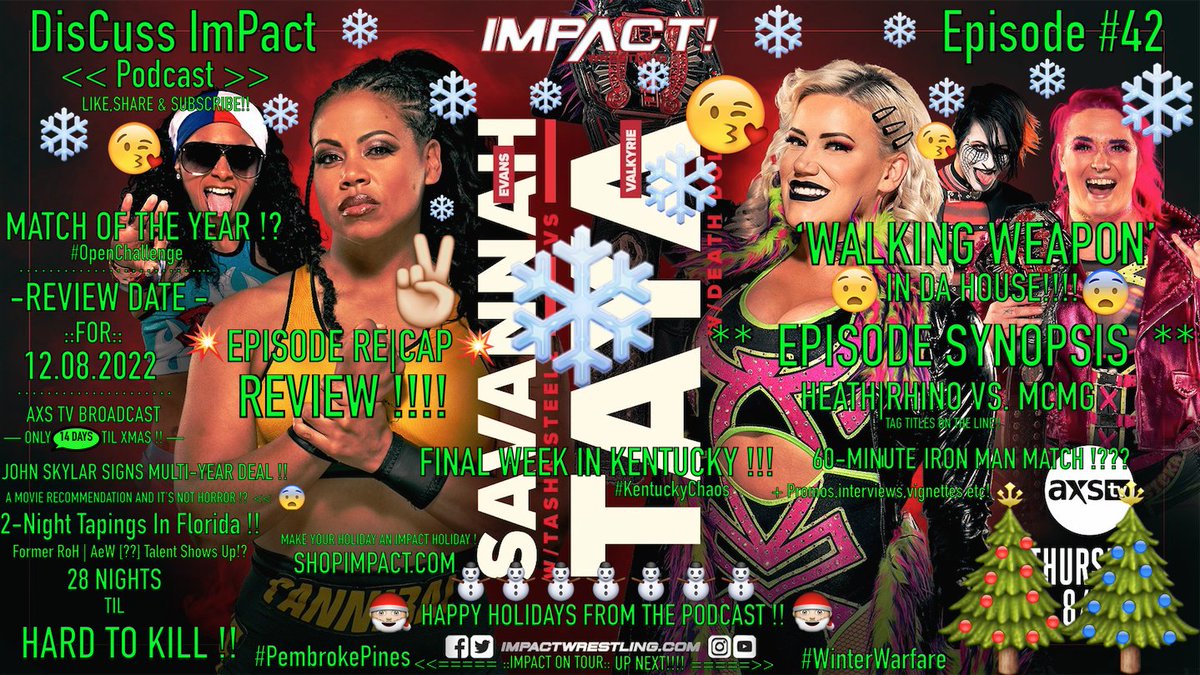 horror1313's tweet photo. https://t.co/fEP73Rsyb4 LINK !! ===^
This week on the podcast, JaySin and "The Horror King" discuss the latest (12/8/22) episode plus all kinds of news. IMPACT Wrestling viewership was up this week and Jordynne shot a commercial!
#impactwrestling #RingofHonor #aew #podcasting https://t.co/CPcV8zUcJZ