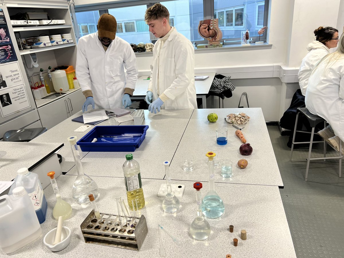 EmmaP_3's tweet image. Our Access to HE Health students are back in the lab this morning! Testing again for macronutrients in food. We love practicals! @gatesheadcoll #accesstohe #science #labexperiments #food #health #nursing #healthandsocialcare #practicals