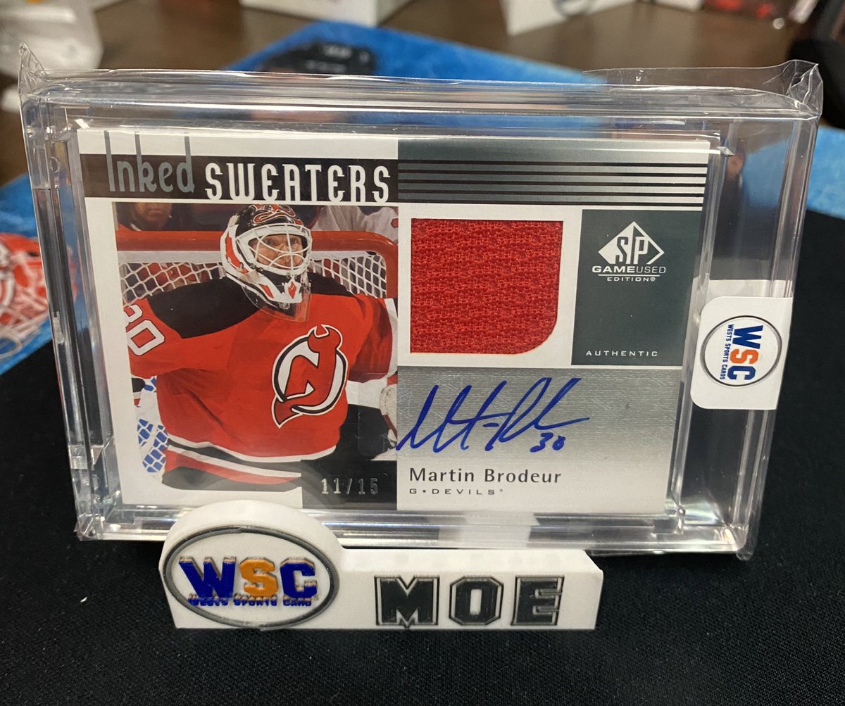 westsportscards's tweet photo. Sweet #martin #Brodeur #spgu #auto #jersey #11/15 from #wsc #mystery #buyback #packs Vol. 1 found in store & online @NJDevils919 @cmcdavid97 @EdmontonOilers @UniversalDst @UpperDeckSports @UpperDeckHockey @PSAcard @SHOWYOURHITS @UltraPROSupply #wschugehits congrats Brad!! https://t.co/hYBNwfze3a