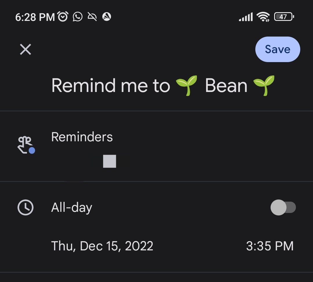 QuarterSphere's tweet photo. /5 I'm all set 😬. Google Reminder for stage 4. @beanstalkerxyz #NFTCollections #NFT #beanstalker https://t.co/lPg8ii6i42