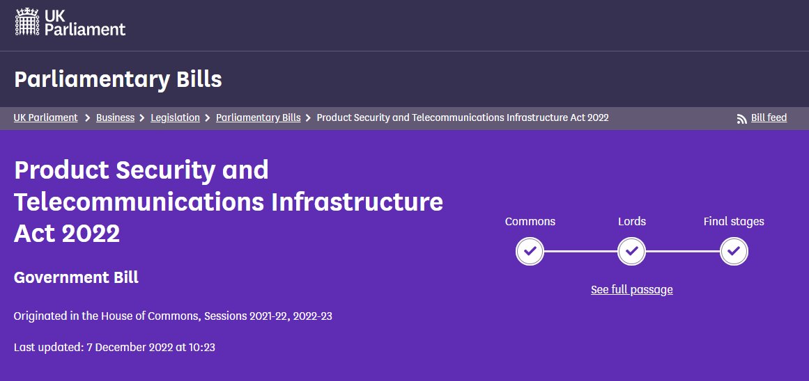 drogersuk's tweet image. As far as I am aware, the UK is the first country in the world to put vulnerability disclosure into law. This is a massive vote of confidence in security research and puts many companies&apos; product security &amp;amp; behaviour towards the hacking community on notice bills.parliament.uk/bills/3069