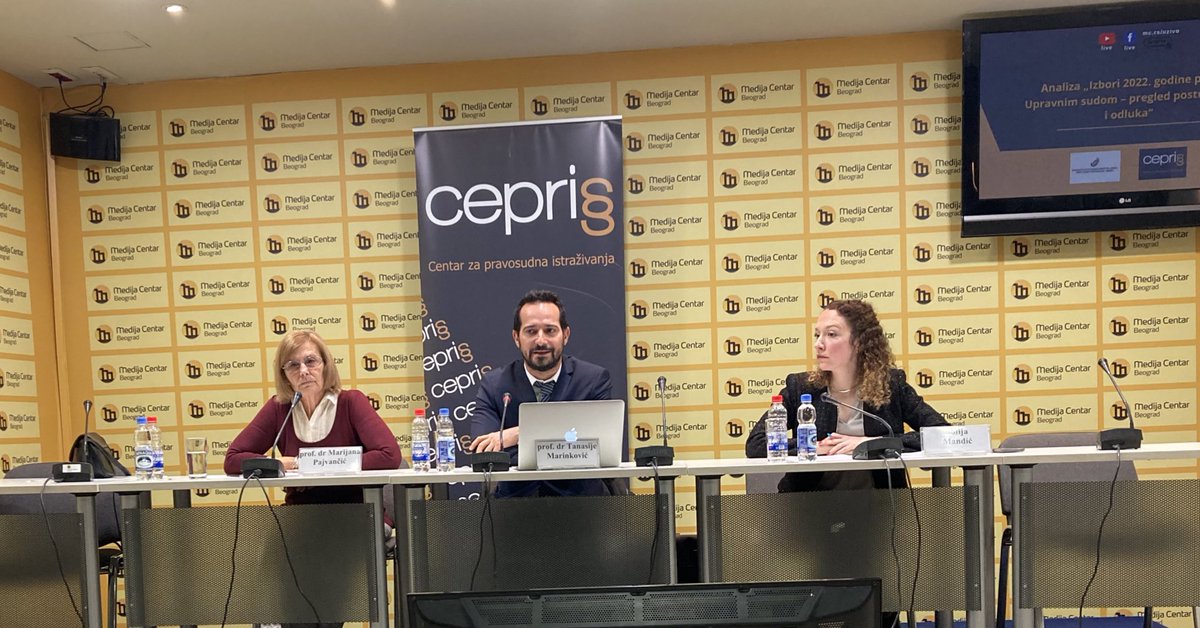ZoranLutovac's tweet photo. „Izbori 2022. godine pred Upravnim sudom – pregled postupanja i odluka“
prof. dr Marijana Pajvančić
prof. dr Tanasije Marinković
dr Sofija Mandić
#CEPRIS https://t.co/5JQRvebxQW