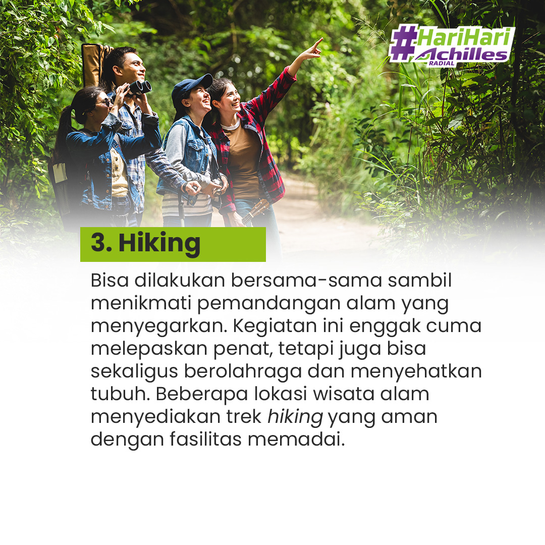 Berikut ini adalah ide kegiatan liburan akhir tahun yang enggak biasa, tentunya dengan tetap mematuhi protokol kesehatan: Staycation, Glamping, Hiking.

#AchillesFriends lebih suka yang mana?