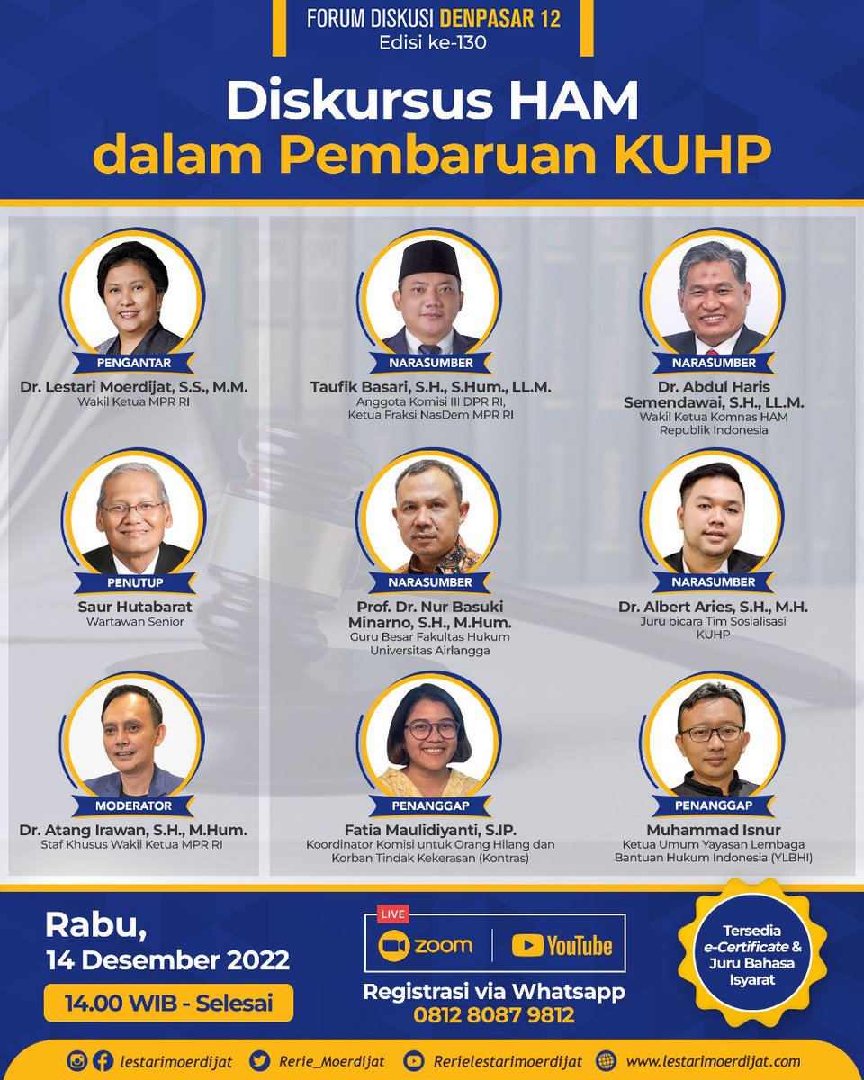 sahabatlestari_'s tweet photo. Teman-teman mari ikuti diskusi bersama di Forum Diskusi Denpasae 12 tentang Diskursus HAM dalam Pembaruan KUHP.

#FDD12 https://t.co/w07HNTEoyA