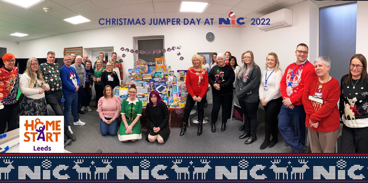 #Xmas #Leeds #HomeStartLeeds
A BIG thank you to <a href="/NICServices/">NIC Services</a> #Leeds for your #ChrsitmasJumperDay and the wonderful gifts for families supported by <a href="/HomeStartLeeds/">Home-Start Leeds</a> which will make a real difference
🎄☃️❄️🎄☃️❄️🎄☃️❄️🎄☃️❄️🎄☃️❄️