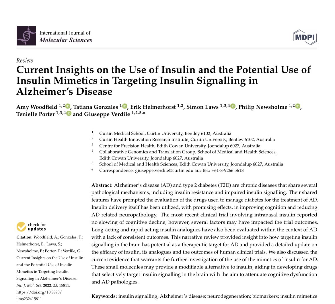 Merry Christmas to me! 🎄Check out our review on the use of #insulin and #insulinmimetics to target  #insulinsignalling in #Alzheimers 📚

mdpi.com/1422-0067/23/2…

<a href="/AdMechanisms/">AD Mechanisms Laboratory</a> 
<a href="/AusDementiaEMCR/">Australian Dementia EMCR Network</a> 
<a href="/MDPIOpenAccess/">MDPI</a> 
<a href="/IJMS_MDPI/">IJMS MDPI</a> 
<a href="/TeniellePorter/">Tenielle Porter</a> 
<a href="/Simon_M_Laws/">Prof. Simon Laws</a> 
<a href="/PhilipNewsholme/">Philip Newsholme</a>