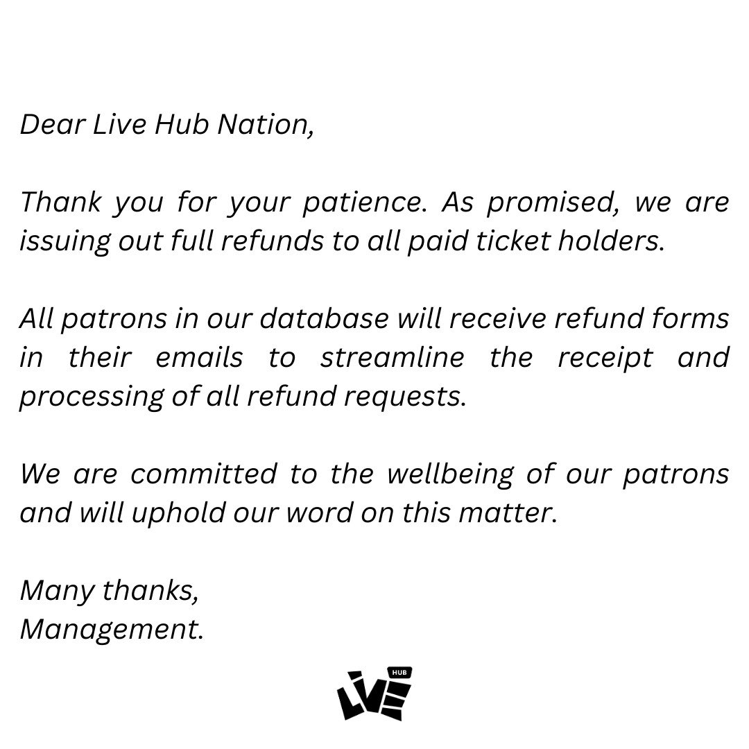 As promised, we're ready to take your refund requests. Please follow the link in our bio to submit your request or check your email for the refund form. Thank you so much for your patience so far.
 #LivebyIntegrity