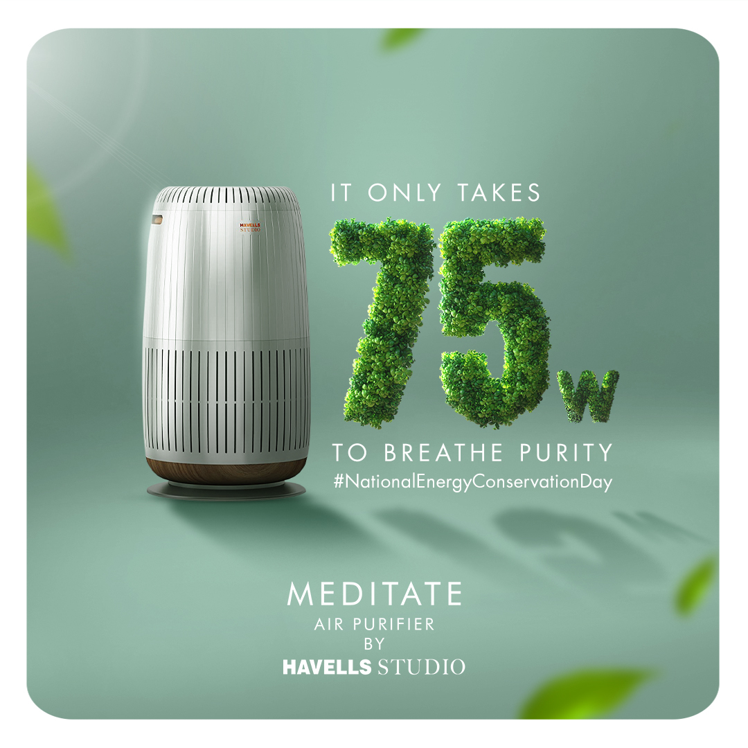 HavellsStudio's tweet photo. Energy saved is energy generated!
Meditate air purifier, a product so intelligent consumes only what is required.
#MeditateAirPurifier #NationalEnergyConservationDay #HavellsStudio https://t.co/wn0UKGSO7b