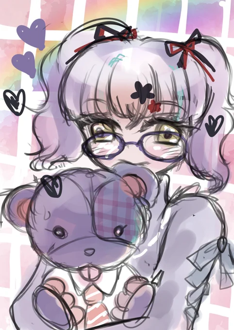 最近描いたイラストのカラーラフを集めてみたラフの方が勢いで描く分表情柔らかいかな??こうしてみると面白いかもリプに完成絵載せときます! 