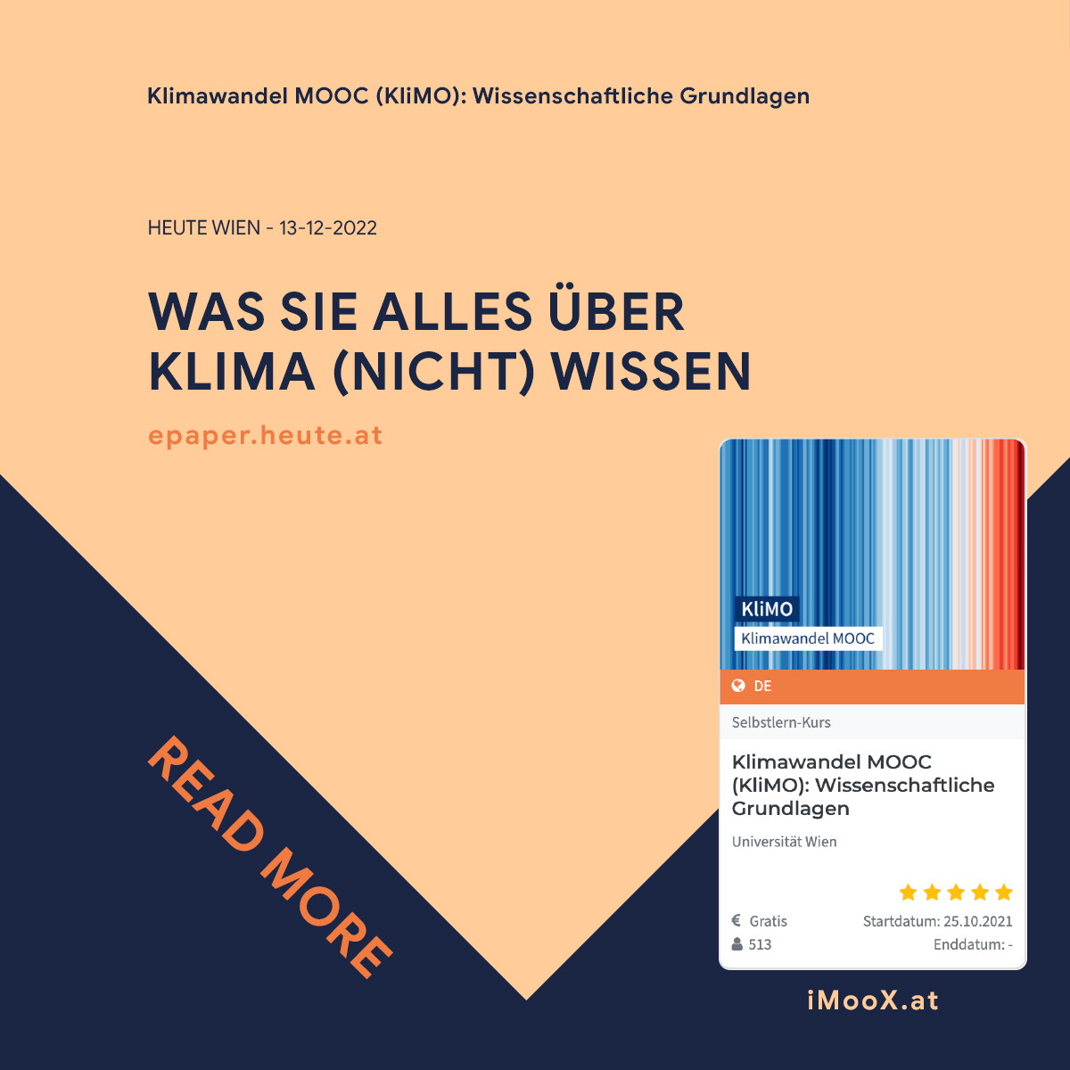 imooxat's tweet photo. In der HEUTE Wien kannst du über unseren Klimawandel MOOC lesen: https://t.co/URGTlxvmWA

📰 HEUTE Wien (13.12.2022) | Seite 6 | KlimaHeute | Heute For Future | Was Sie alles übers Klima (nicht) wissen, von Lydia Matzka-Saboi

Hier geht´s zum Online-Kurs: https://t.co/nroUnvX9T3 https://t.co/JtJPt7kM12