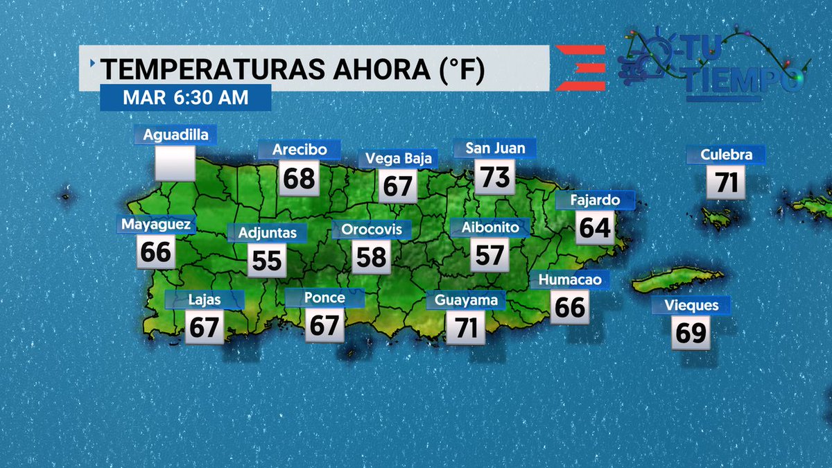 ¡QUÉ FRIIIIIIO!

ESTAS SON LAS TEMPERATURAS QUE SE REGISTRAN A ESTA HORA DE LA MAÑANA EN PUERTO RICO (6:47 a.m.).

¡BUENOS DÍAS!