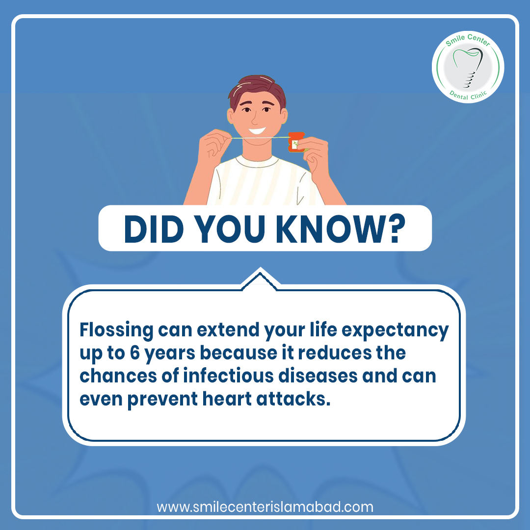SmileCenterISB's tweet photo. Some weird but true facts about flossing everyone must know!
Flossing is an essential part of dental care! 

Remember to floss everyday😊

Smile center Dental Clinic,
Office 37&amp; 38 Ground floor, Al-babar Center, Park 
Book your appointment 😊
☎051-8351111
📱03317779555 https://t.co/iIyRgthxwi
