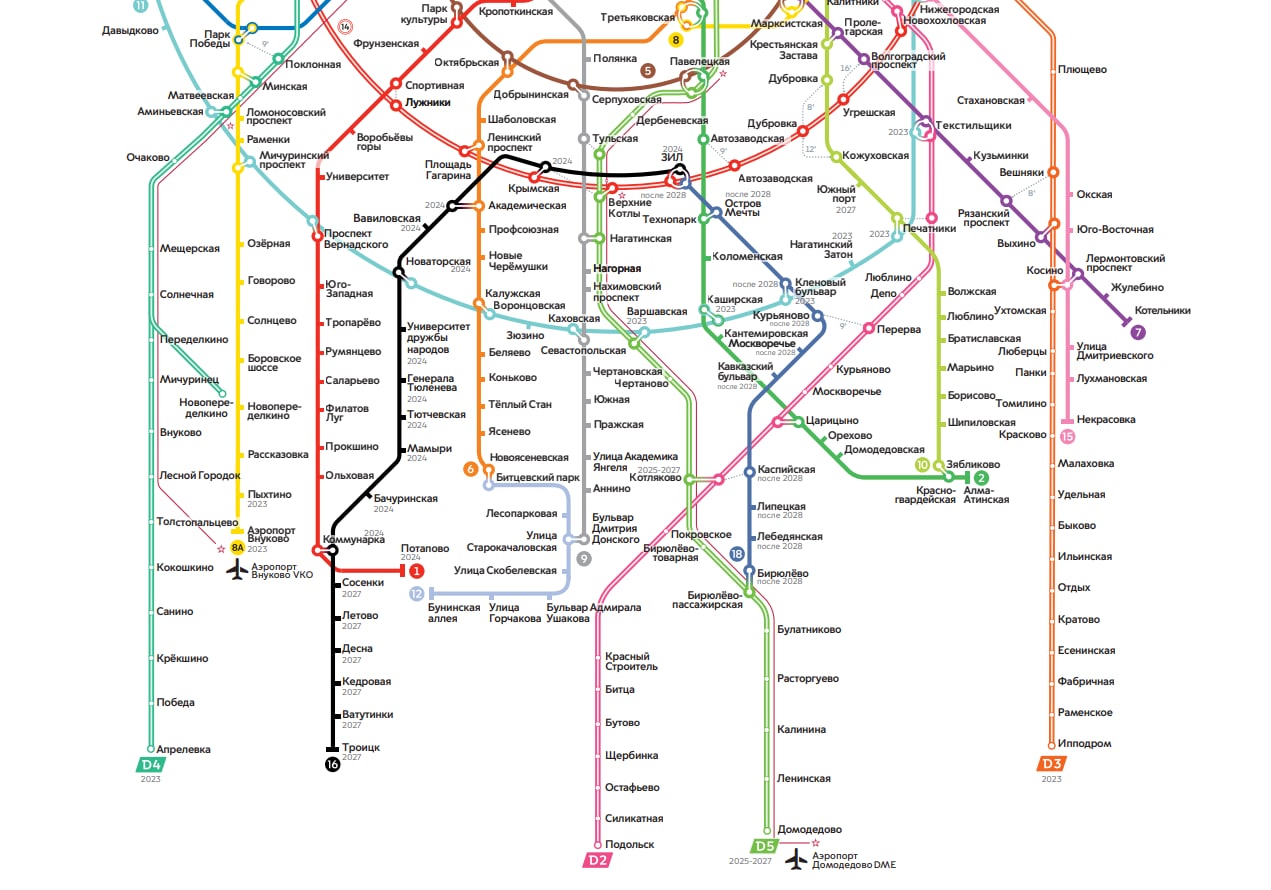 Метро схема москва с мцд
