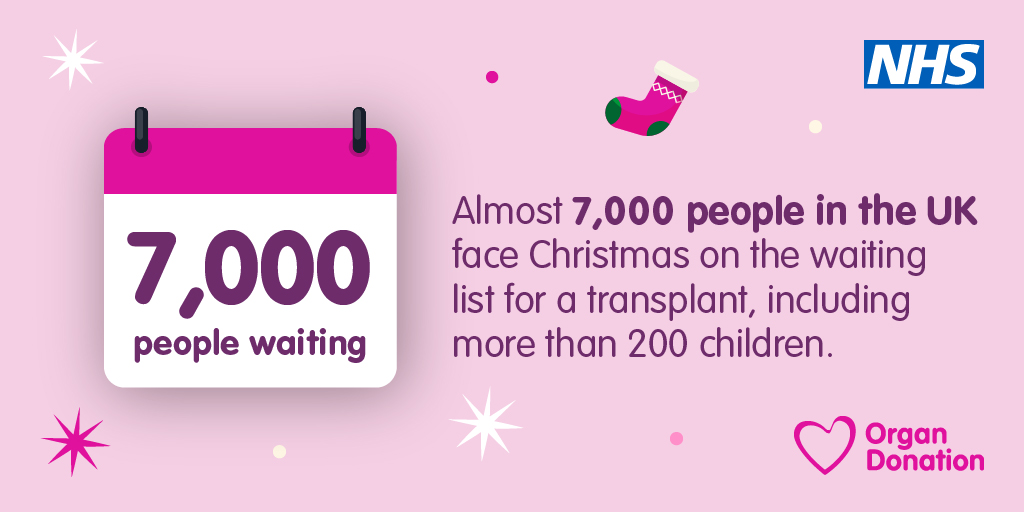 At a time of the year when lots of us are enjoying the festivities, please take a moment to think of those facing a Christmas on the transplant waiting list.

You can help by registering your #OrganDonation decision today and sharing it with loved ones ➡️ bit.ly/3uqpZoi