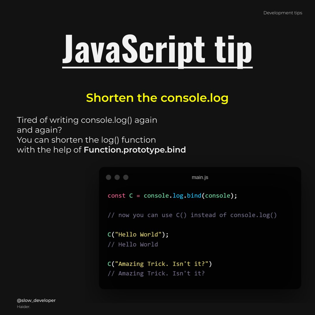 haider1's tweet photo. JavaScript tip 💡

You may not have heard of this cool JavaScript tip before, but did you know about it? https://t.co/WeF41X3ePw