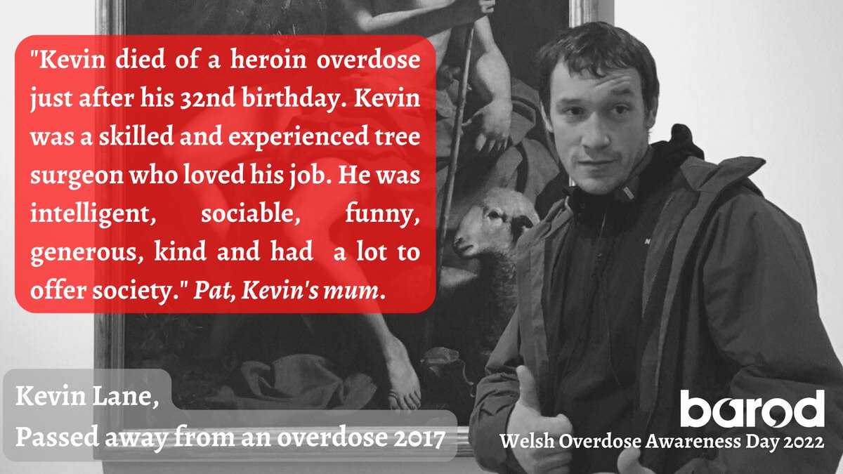 Kevin died 𝗼𝗻 𝘁𝗵𝗶𝘀 𝗱𝗮𝘆, in 2017, from a heroin #overdose. He was alone, in a locked toilet. That is no way for someone's life to end.

Pat believes #stigma &amp; #drug #prohibition played significant roles in her son's death &amp; now campaigns for drug policy reform.

#WOAD22