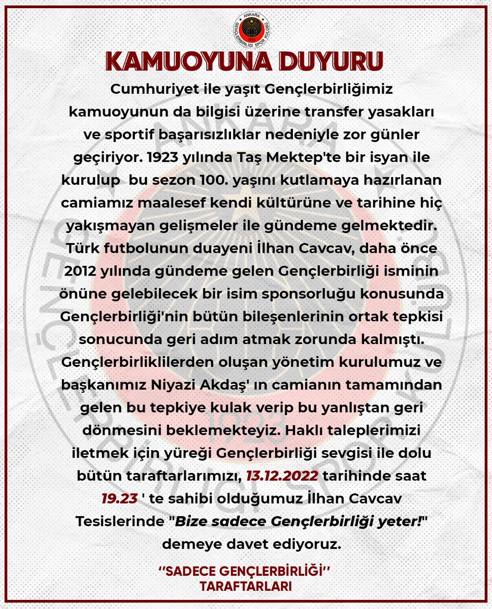 unigenclerr's tweet photo. KAMUOYUNA DUYURU

#SadeceGençlerbirliği https://t.co/HVfmYGhDuP