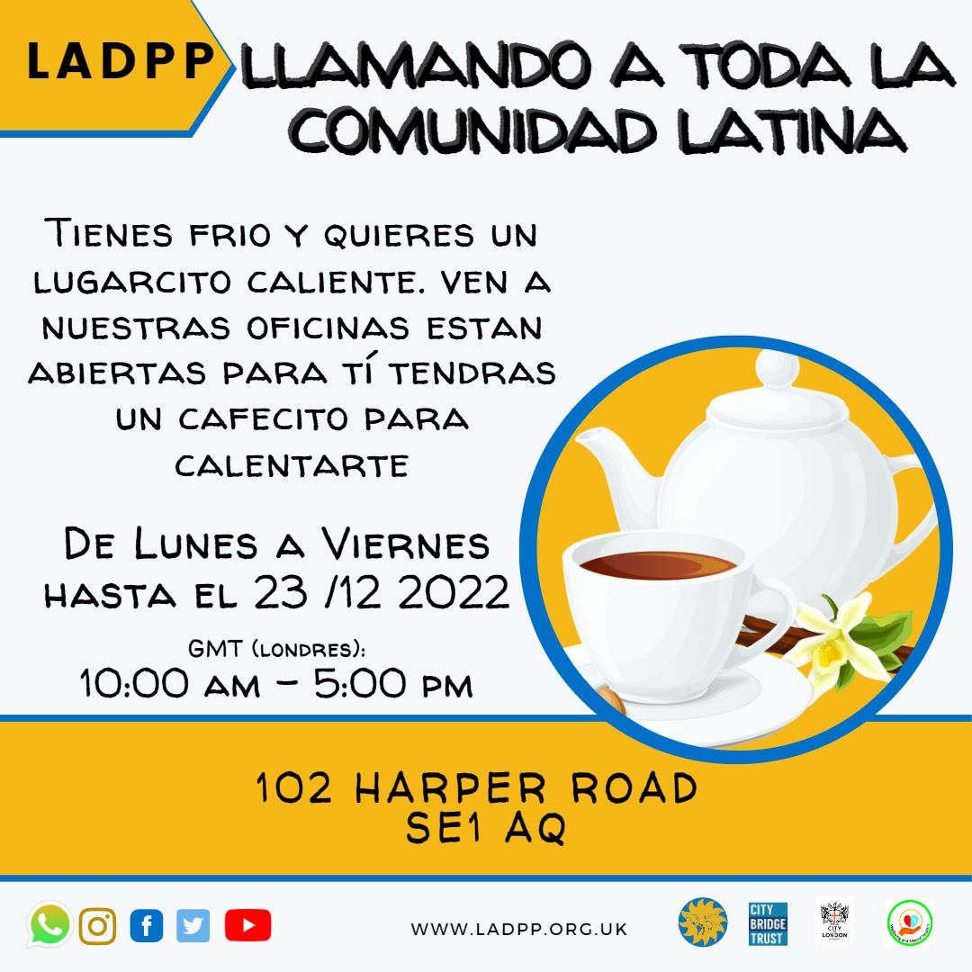 LADPP's tweet photo. WARM SPACES IN LADPP office
Come in and keep warm this winter with "cafecito" to 23 December 10-5pm
#community #costofliving #ladpp #latino #southwark https://t.co/wZ9mMTmnwN