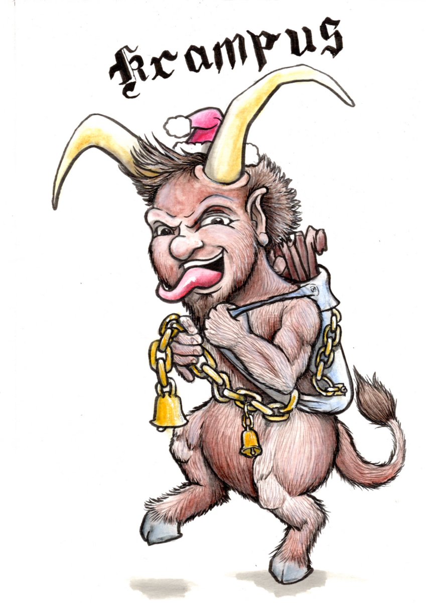 Illustration_AC's tweet photo. Something a little different for the festive season! #Krampus. While #stnicholas rewards nice children by leaving presents, Krampus deals with those that are naughty. #illustration #christmas https://t.co/f6rHNs0Eaj