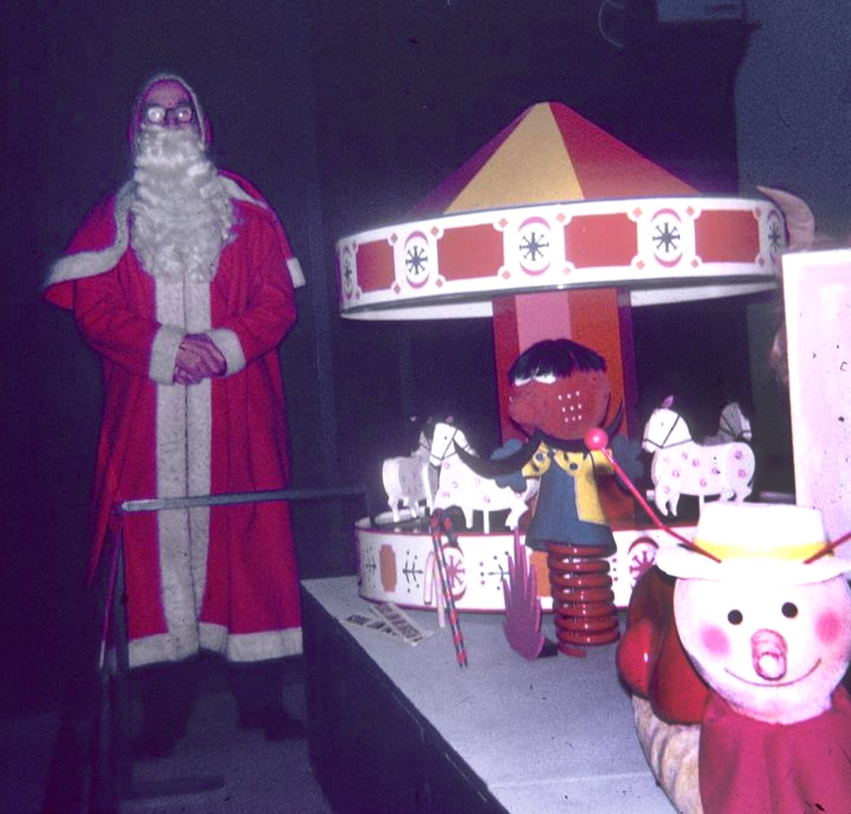 ArchandHeritage's tweet photo. It's always a treat to see Father Christmas out and about! Here he is delighting children in Staffordshire:  bestowing gifts at two Christmas parties in the 1940s, at Stafford Currys in 1950 and his 1971 Grotto at the Guildhall Co-op’s Toy Fair. Which visit is your favourite? 🎅 https://t.co/6EefeZUJxo