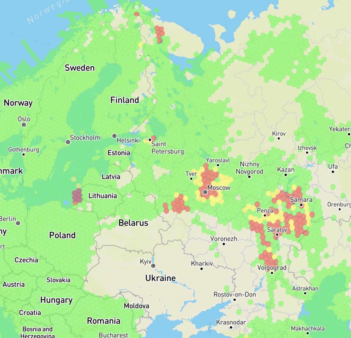 erikkannike's tweet image. This is concerning. Even more intensive GPS jamming by Russia. Now expanding in both Western border area, Kaliningrad and also next to Finland. [13.12.2022 data]