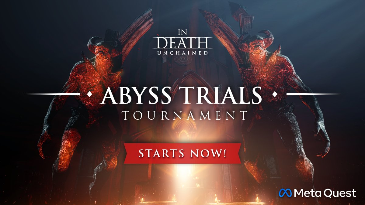 SuperbrightVR's tweet image. The Abyss Trials starts today - prepare yourselves for a week full of challenges!
Remember that you can enter the tournament using the special portal in Sanctuary. Test out your skills as much as you want till December 20th! #InDeathUnchained #VR #Quest2