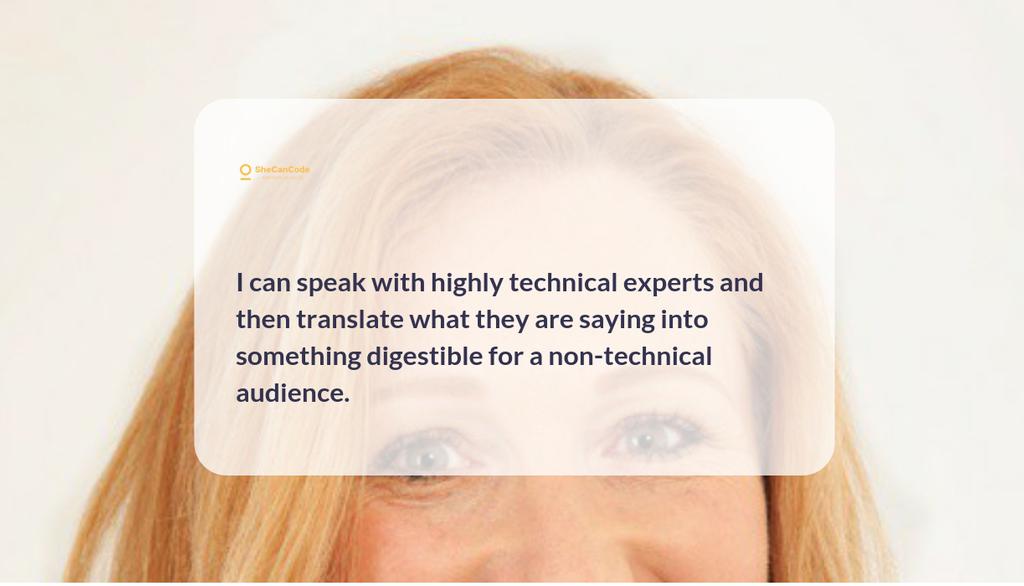 SheCanCodeHQ's tweet image. &quot;I can speak with highly technical experts and then translate what they are saying into something digestible for a non-technical audience&quot; @fiserv

Read more 👉 lttr.ai/5xRM

#EuropeanProgrammeDirector #girlswhocode #techroles #ProgrammeDirector