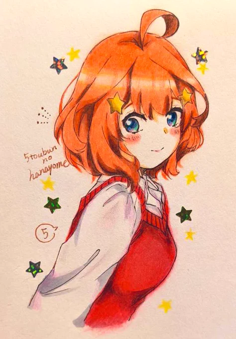 ボブ五月色塗りました。#五等分の花嫁 #イラスト 