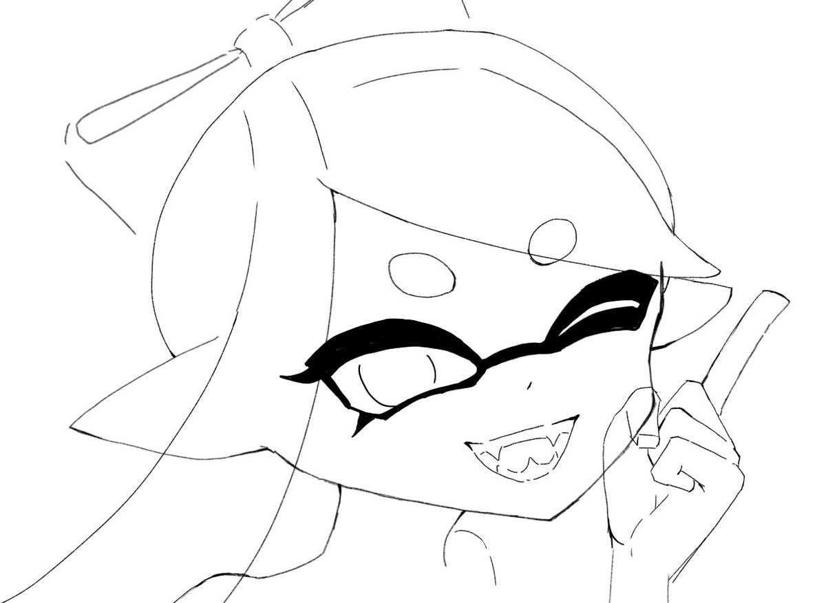 アオリちゃんの線画！
表情いい感じ✨
ホタルちゃんのイラストと合わせてヘッダーにしたいから、気合い入れて描くぞー！！