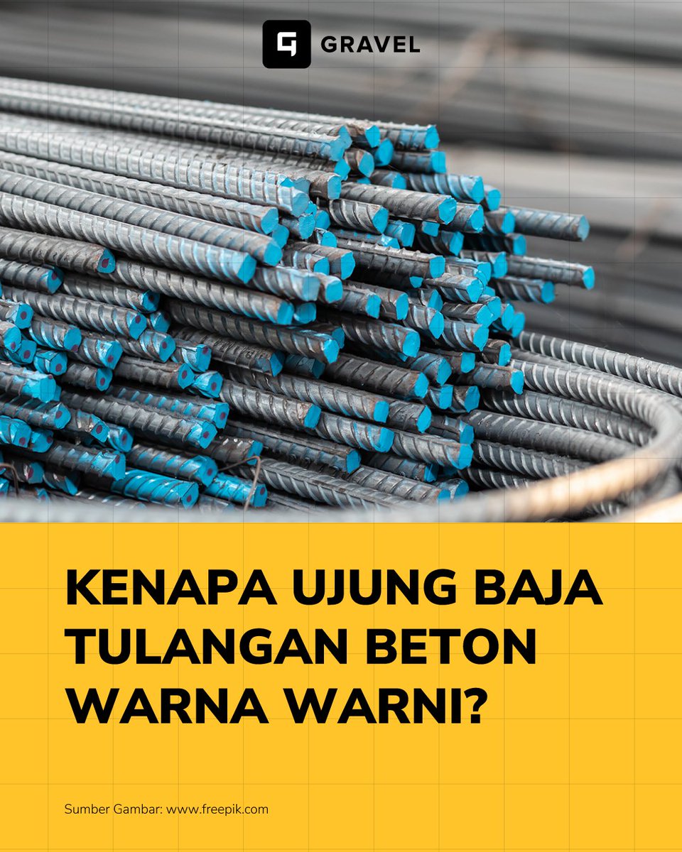 gravelindonesia's tweet photo. Kemarin kita baru saja membahas besi banci yang gak lulus SNI dan gak diberi simbol warna di bagian ujung penampang besinya. 

Sebenarnya apa sih arti dari warna-warna ini? https://t.co/l1Xd5tEP2n