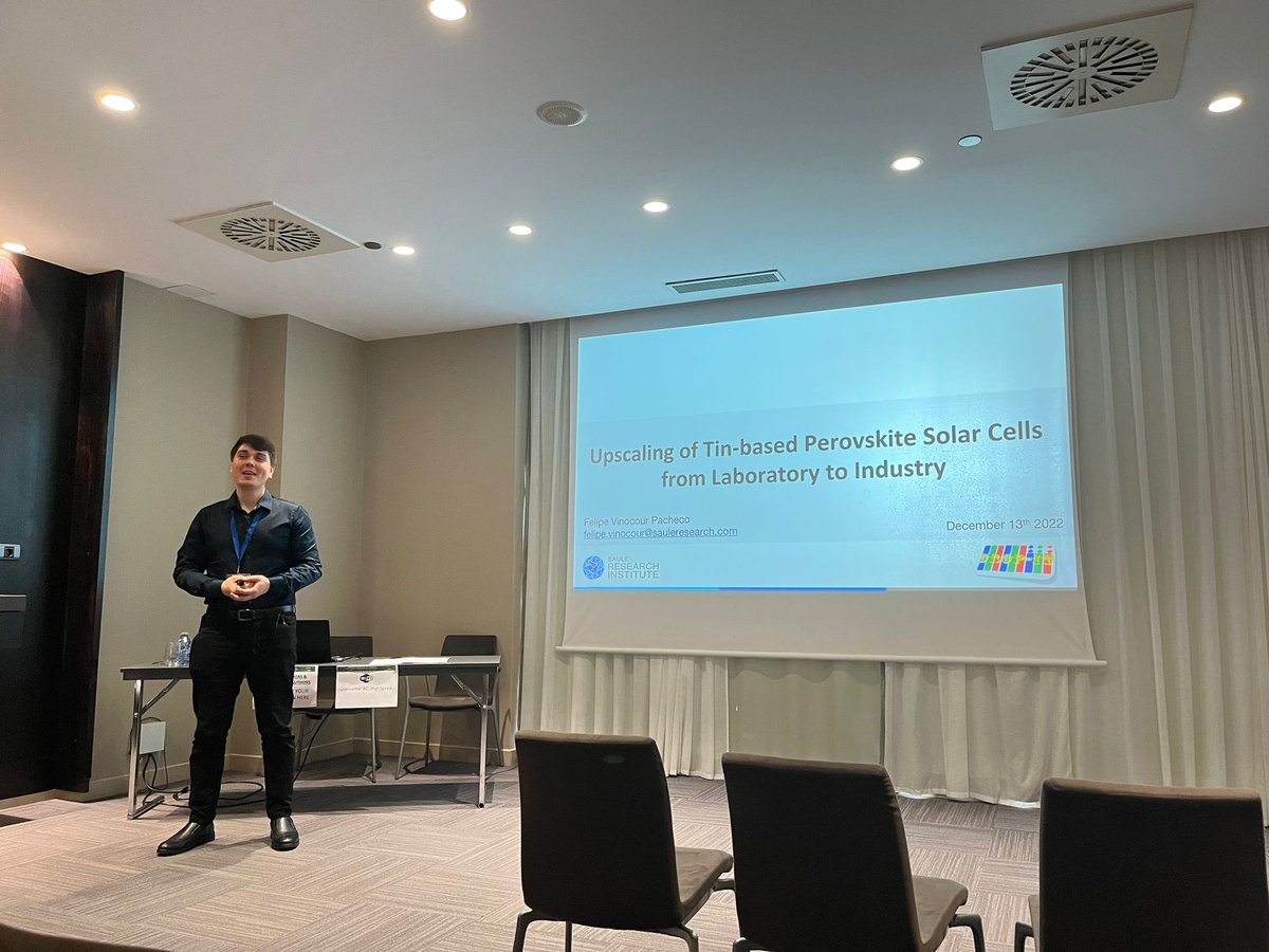 Nice contributing talk about tin perovskite solar cells of Felipe Vinocour from our partner SauleResearchInstitute in #SUSMHP !!!