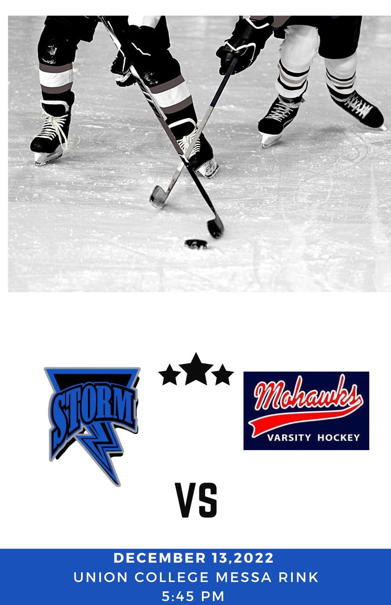 It’s Game Day Storm Hockey Fans!  Come out and support your favorite High School Hockey Team at Union College.  
Puck Drop 5:45
<a href="/SchalmontSabres/">Schalmont Sabres</a> <a href="/GoDutchAthletix/">GuilderlandAthletics</a> <a href="/MohonSports/">Mohonasen Athletics</a> <a href="/DutchmenRedSea/">The Red Sea</a>