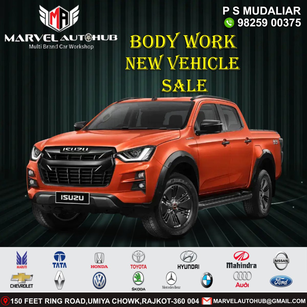 AutoMarvel's tweet photo. #marvel #marvelautohub #bodywork #carbodywork #newvehiclesale #vehicle #newvehicle #carworkshop #multibrand #carofinsta  #tata #MarutiSuzuki #honda #TOYOTA #hyundai #Mahindra #ford #audi #skoda #umiyachawk #rajkot #Gujarat https://t.co/uFnp6CClWa