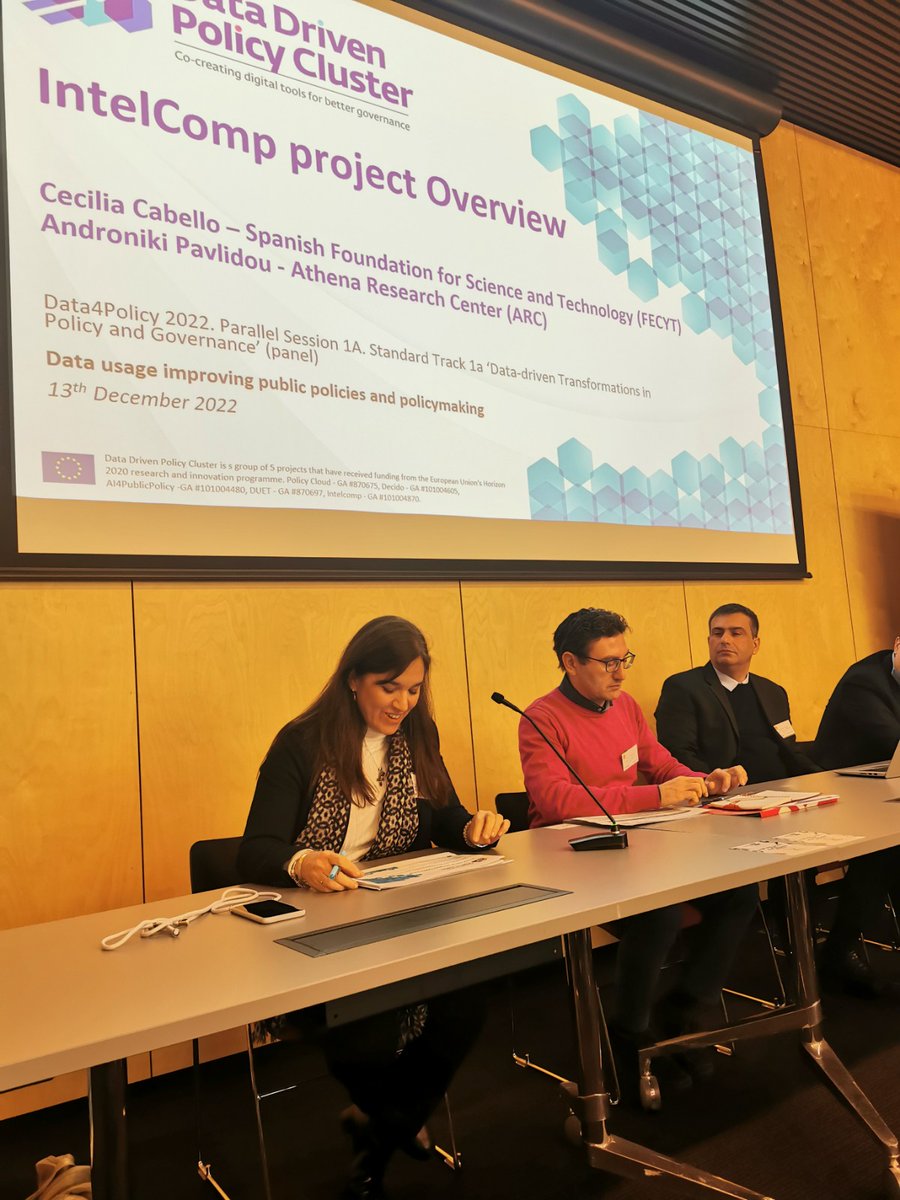 IntelComp_H2020's tweet image. IntelComp has shared its results together with the Data Driven Policy Cluster at #Dataforpolicy2022 in Brussels👏🏼
Thanks to our project coordinator, Cecilia Cabello for her intervention😃

#policymaking #data #BepartofIntelComp #H2020 #DataDriven  #DigitalSolutions