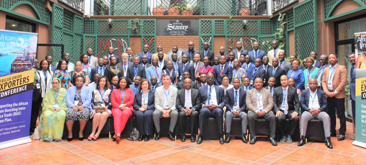 Participants pose for a group photo during the @_AfricanUnion Exporters Conference at Sarova Stanley Hotel, Nairobi, #Kenya🇰🇪