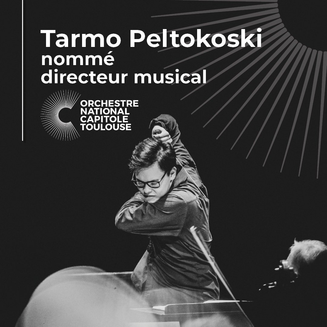 L'Orchestre du Capitole est heureux de vous annoncer la nomination de son nouveau directeur musical : Tarmo Peltokoski Une belle aventure musicale qui débutera en septembre 2024 entre ce jeune prodige et nos talentueux musiciens. Nous avons hâte et nous espérons que vous aussi