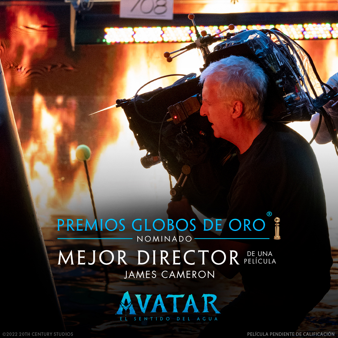 ¡Enhorabuena al director James Cameron por su nominación a Mejor Director en los Globos de Oro! #Avatar #ElSentidoDelAgua #GoldenGlobes.