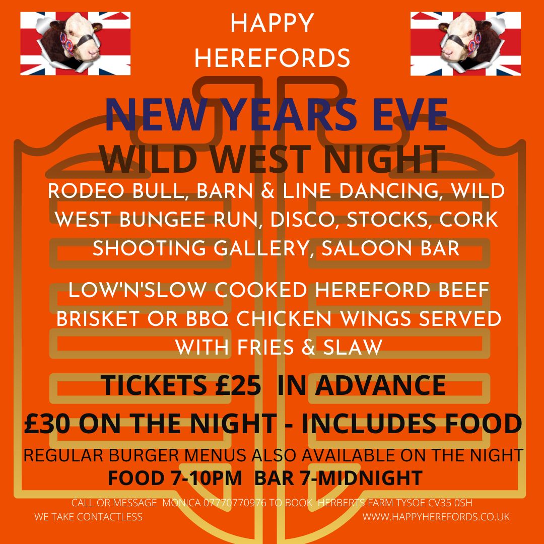 Join us in the #burgerbarn for our #wildest night, #NYE2022 good food #beefbrisket, great ales from <a href="/ChurchFarmBrew/">Church Farm Brewery</a> line dancing  &amp; rodeobull survivors pic at 12.15 #wefarmitwecookit