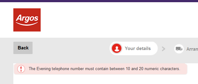 EowyntheFingGem's tweet photo. @Argos_Online ....there is no field labeled "Evening telephone number". 🤦‍♀️Please fix your site, ffs. https://t.co/hiC9oukUhF
