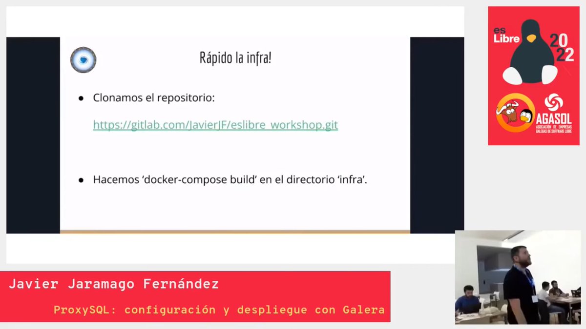 esLibre_'s tweet image. 💡 Recordando #esLibre2022:

📌 @JavJF: &quot;ProxySQL: Configuración y despliegue con Galera&quot;

🐧📽️: w.wiki/5Yfq

‼️ Abierto envío de propuestas para #esLibre2023 hasta el 15 de enero.

🔗: eslib.re/2023/propuestas