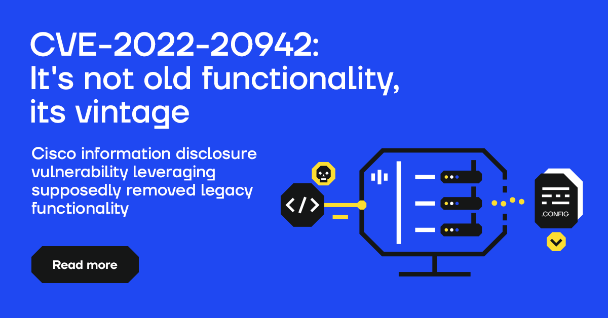 SECFORCE_LTD's tweet photo. When a functionality doesn’t age like fine 🍷 and ends up becoming a liability.

✨New blogpost✨ fresh out of the lab by @SugarFiendSec

https://t.co/KV0TPMc1qK

#Cisco #cve #websecurity #pentesting #offensivesecurity #exploit #ResponsibleDisclosure #HackingGood https://t.co/WvN1R6Droy