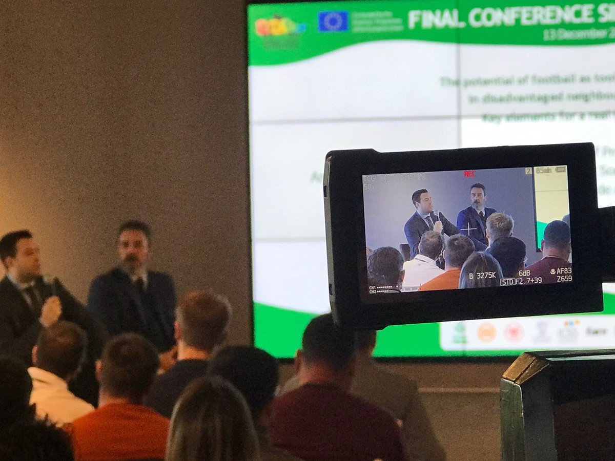 SIDFOOT_project's tweet photo. It was a day with various panels during the Sidfoot conference. We learned more about the potential of football as tool for inclusion in disadvantaged neighbourhoods and how to make a real impact. 
@EUErasmusPlus @EuSport https://t.co/nkSmiCWkZg