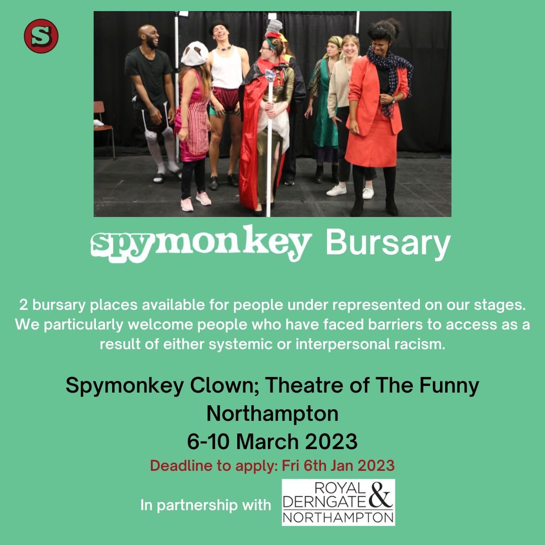 Spymonkeycomedy's tweet photo. We want to hear from you! Fancy spending a week laughing with us in Northampton? Take a look at our bursary blog here: https://t.co/595TiGGlMy
Please share!!
#Bursary #Clowning #Clowncourse https://t.co/ft1SEvqyCP