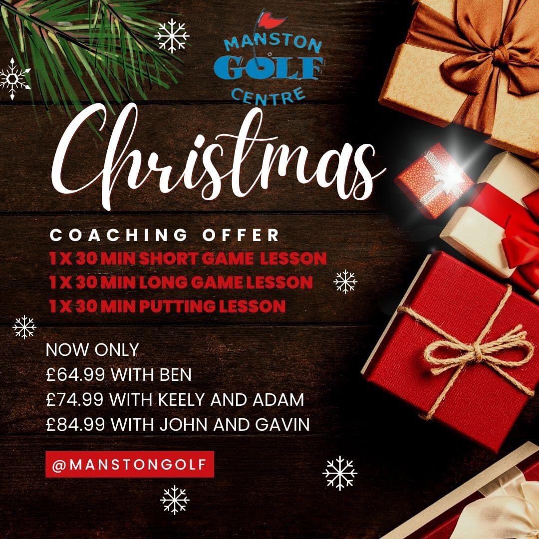 Our Christmas Coaching special is selling fast and availability is limited..........

The perfect give for all golfers, or maybe even treat yourself!

Available online or in store

manstongolf.vouchercart.com/28044